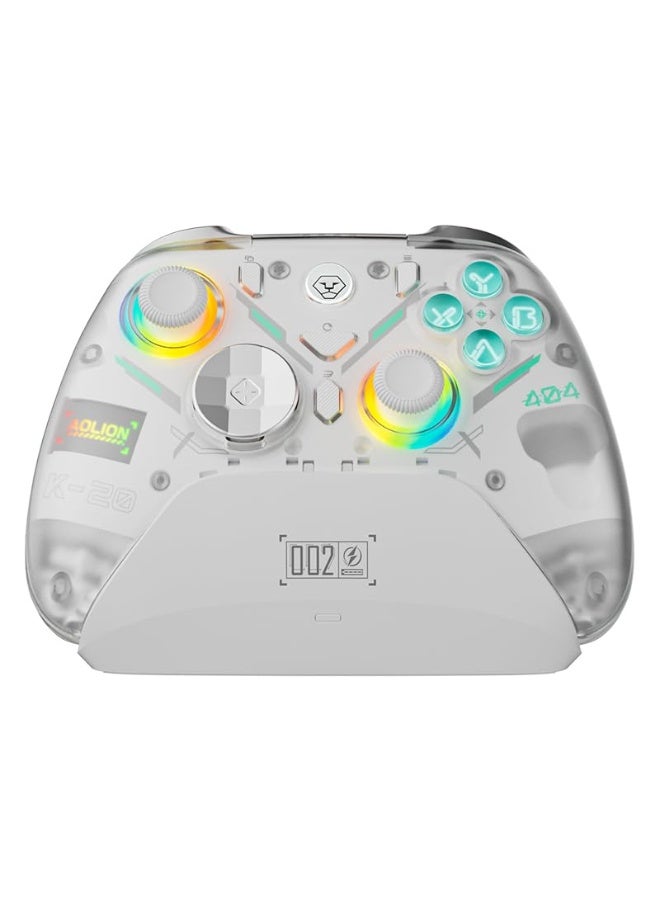AOLION K20 PC Controller,Bluetooth Controller with Hall Triggers,Hall Joysticks,RGB Light,for PC/Switch/iOS/Android 1000mAh with Charging Dock. - Image 2