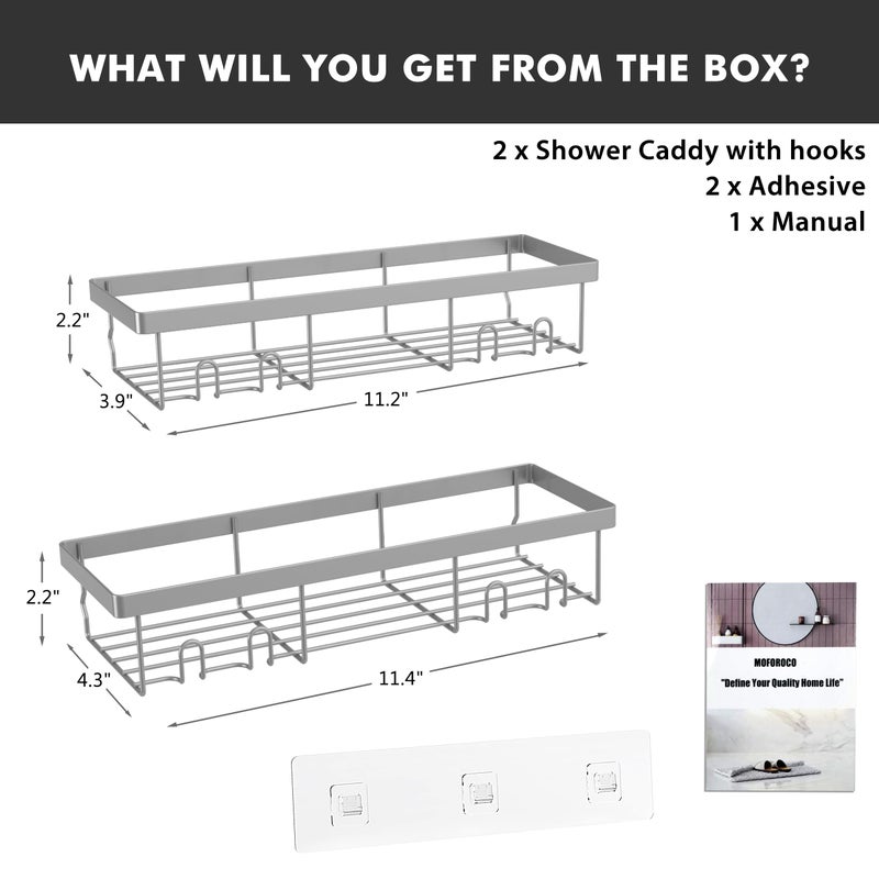 Moforoco Shower Caddy Shelf Organizer Rack, Self Adhesive Black Bathroom Shelves Basket, Home Farmhouse Wall Inside Organization and Storage Decor Rv Accessories, First Camper Apartment Essentials - Image 4