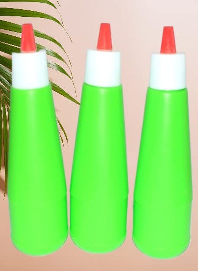 Trendmad Plastic Food Grade Sauce Bottle Vinegar Oil Ketchup Cruet Bottles (400 ML, Green color, Pack of 3) - Image 1