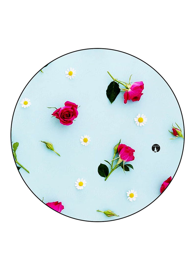 RKN Flowers Printed Mouse Pad  Round  Multicolour