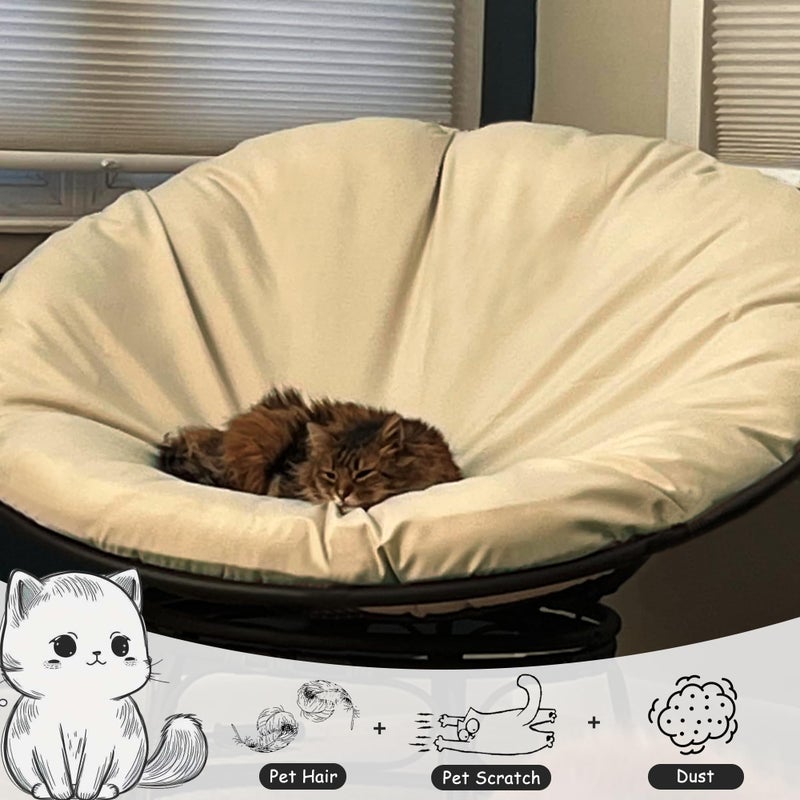 Sqodok Papasan Cushion Cover Only, 50in Outdoor Indoor Papasan Chair Cushion Covers Water Resistant, Machine Washable Papasan Chair Cushion Slipcover with Zipper and Straps (Beige) - Image 3