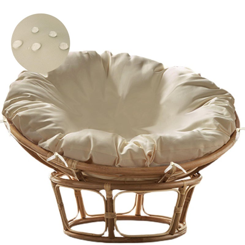 Sqodok Papasan Cushion Cover Only, 50in Outdoor Indoor Papasan Chair Cushion Covers Water Resistant, Machine Washable Papasan Chair Cushion Slipcover with Zipper and Straps (Beige) - Image 1