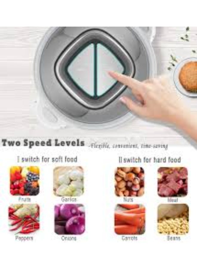 مفرمة طعام، مفرمة لحوم كهربائية بمحرك قوي، وعاء من الفولاذ المقاوم للصدأ سعة 2 لتر، مستويان للسرعة، وظيفة أمان، مفرمة متعددة الاستخدامات بقوة 300 واط للحوم والفواكه وأطعمة الأطفال والخضراوات والبصل - Image 4