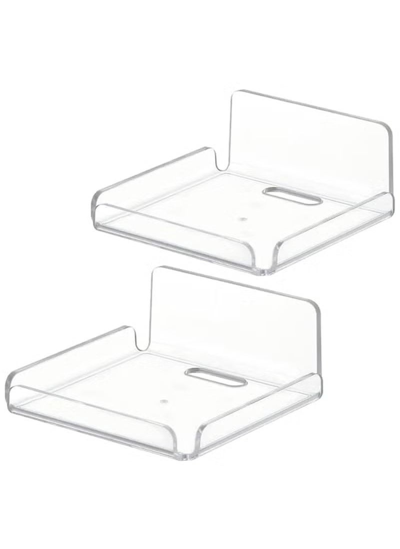 بيوينتي Acrylic Small Wall Shelf Set of 2 for Security Cameras, Speakers, Baby Monitors, Floating Shelves Easy to Install No Drill (Clear)  - Image 1