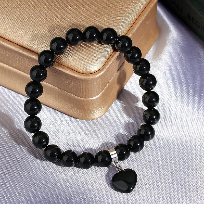 MAIBAOTA Black Bracelets for Woman Valentines Gifts for Her Women Girlfriend Mom Heart Bracelet Crystal Bracelet for Women Galentines Gifts for Her - Image 3