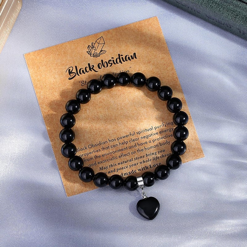MAIBAOTA Black Bracelets for Woman Valentines Gifts for Her Women Girlfriend Mom Heart Bracelet Crystal Bracelet for Women Galentines Gifts for Her - Image 4