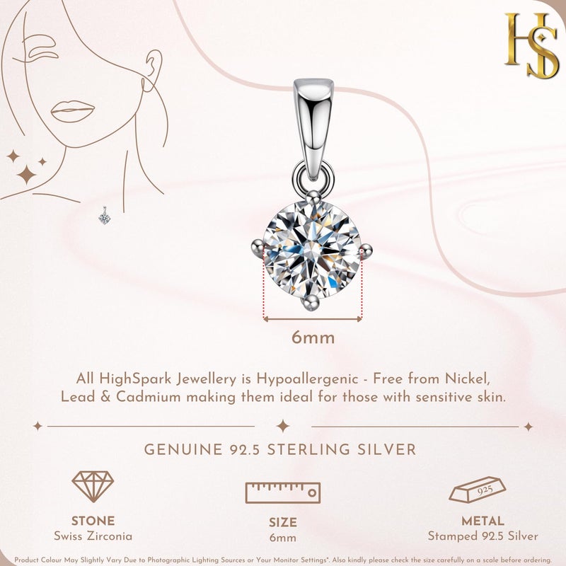 HighSpark Solitaire Pendant | 92.5 Sterling Silver & Diamond Like Brilliance Sparkling Zirconia for that Stunning Shine | Lovely Gift - Image 2