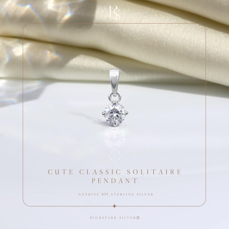 HighSpark Solitaire Pendant | 92.5 Sterling Silver & Diamond Like Brilliance Sparkling Zirconia for that Stunning Shine | Lovely Gift - Image 3
