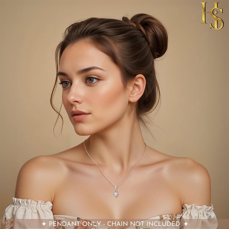 HighSpark Solitaire Pendant | 92.5 Sterling Silver & Diamond Like Brilliance Sparkling Zirconia for that Stunning Shine | Lovely Gift - Image 4