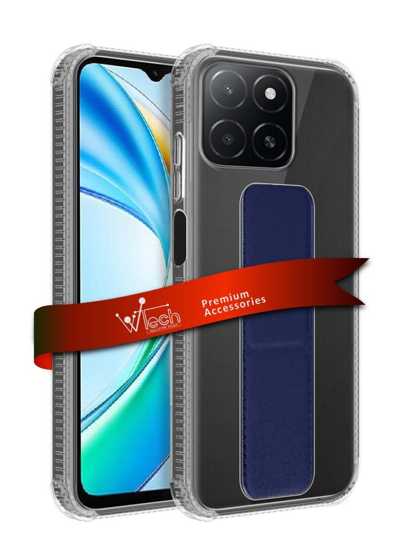 Wtech Honor X5b / X5b Plus 4G 2024 TPU Hand Grip Air Pillow Case Cover - Clear/Navy Blue - Image 1