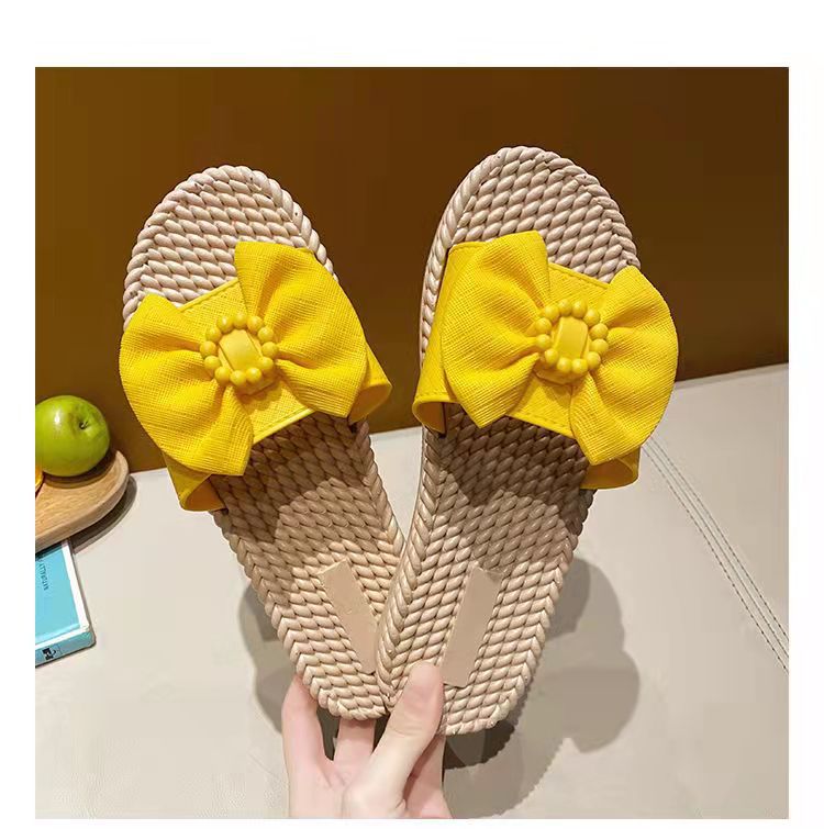 Womens slippers new fashion all-match bottom mid heel indoor and outdoor wear thick bottom Internet celebrity ins Korean style non-slip sandals for women Light green - Image 3