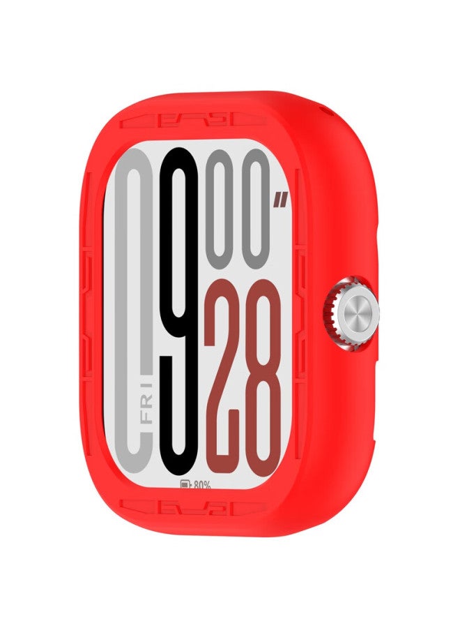 Kmaxai Compatible With Redmi Watch 5 Protective Case, Xiaomi Redmi Watch 5 Tempered Glass Screen Protector Set, Soft Rubber Frame Cover Screen Protection Film Anti-scratch Sticker, Red - Image 2