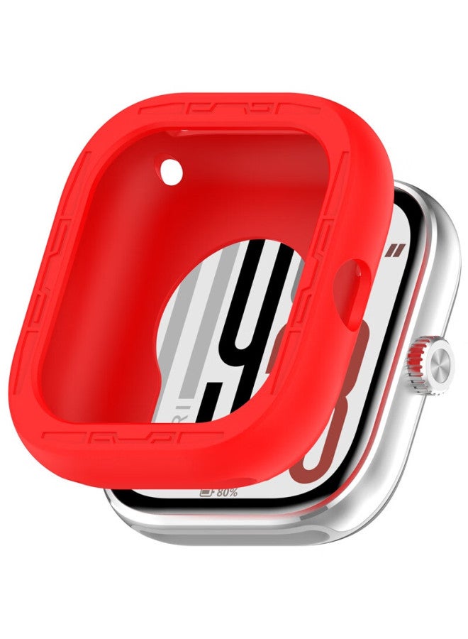 Kmaxai Compatible With Redmi Watch 5 Protective Case, Xiaomi Redmi Watch 5 Tempered Glass Screen Protector Set, Soft Rubber Frame Cover Screen Protection Film Anti-scratch Sticker, Red - Image 3