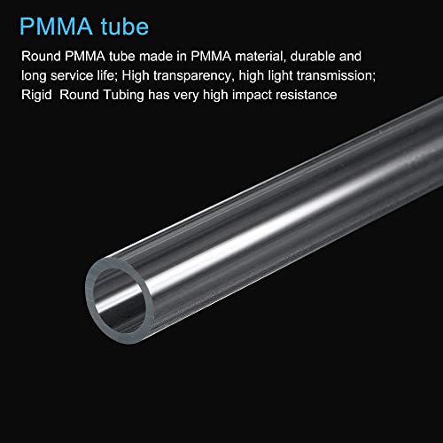 MECCANIXITY Acrylic Pipe Rigid Round Tube Clear 1/2"(13mm) ID 19/32"(15mm) OD 20" High Impact for Lighting, Models, Plumbing, Crafts 4 Pack - Image 4