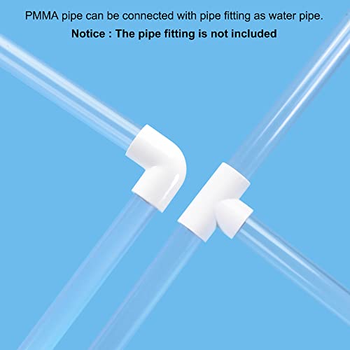 MECCANIXITY Acrylic Pipe Rigid Round Tube Clear 1/2"(13mm) ID 19/32"(15mm) OD 20" High Impact for Lighting, Models, Plumbing, Crafts 4 Pack - Image 5