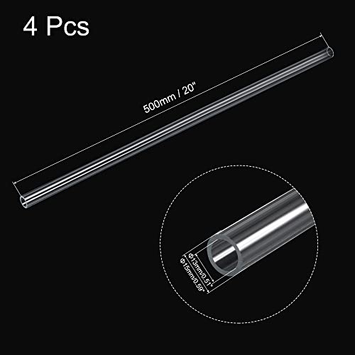 MECCANIXITY Acrylic Pipe Rigid Round Tube Clear 1/2"(13mm) ID 19/32"(15mm) OD 20" High Impact for Lighting, Models, Plumbing, Crafts 4 Pack - Image 2