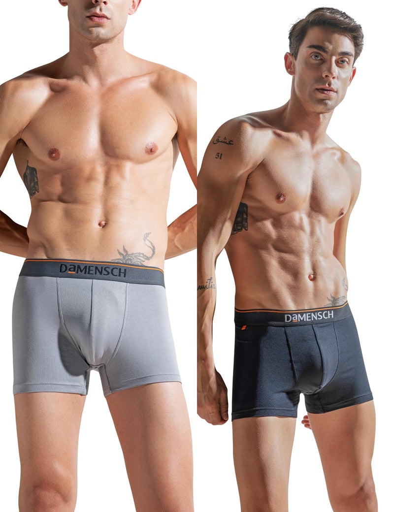 DAMENSCH Regular Fit Solid Cotton Blend Trunk Underwear Anti-Bacterial Moisture Wicking Breathable Microfibre Waistband Deo-Cotton Trunks for Men-Smallweet Black,Dessert Grey-S - Image 1
