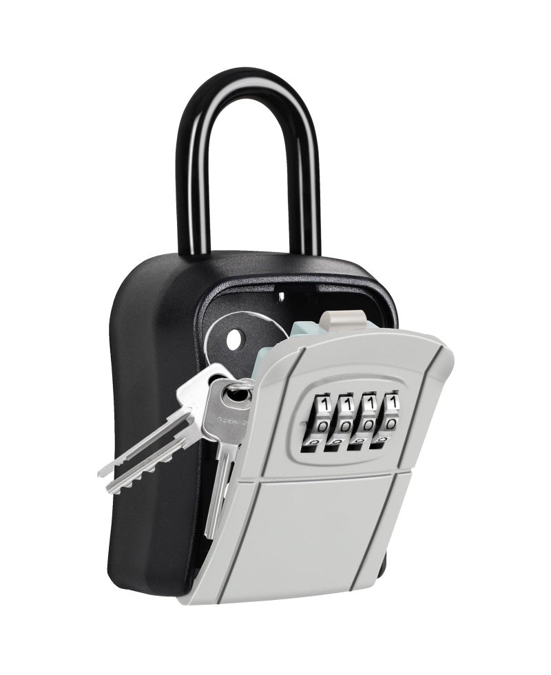 Fayleeko Portable Key Lock Box,Key Holder Safe Security Lock Box for Indoor, Outdoor, Garage, Garden, Store (1, Grey) - Image 1