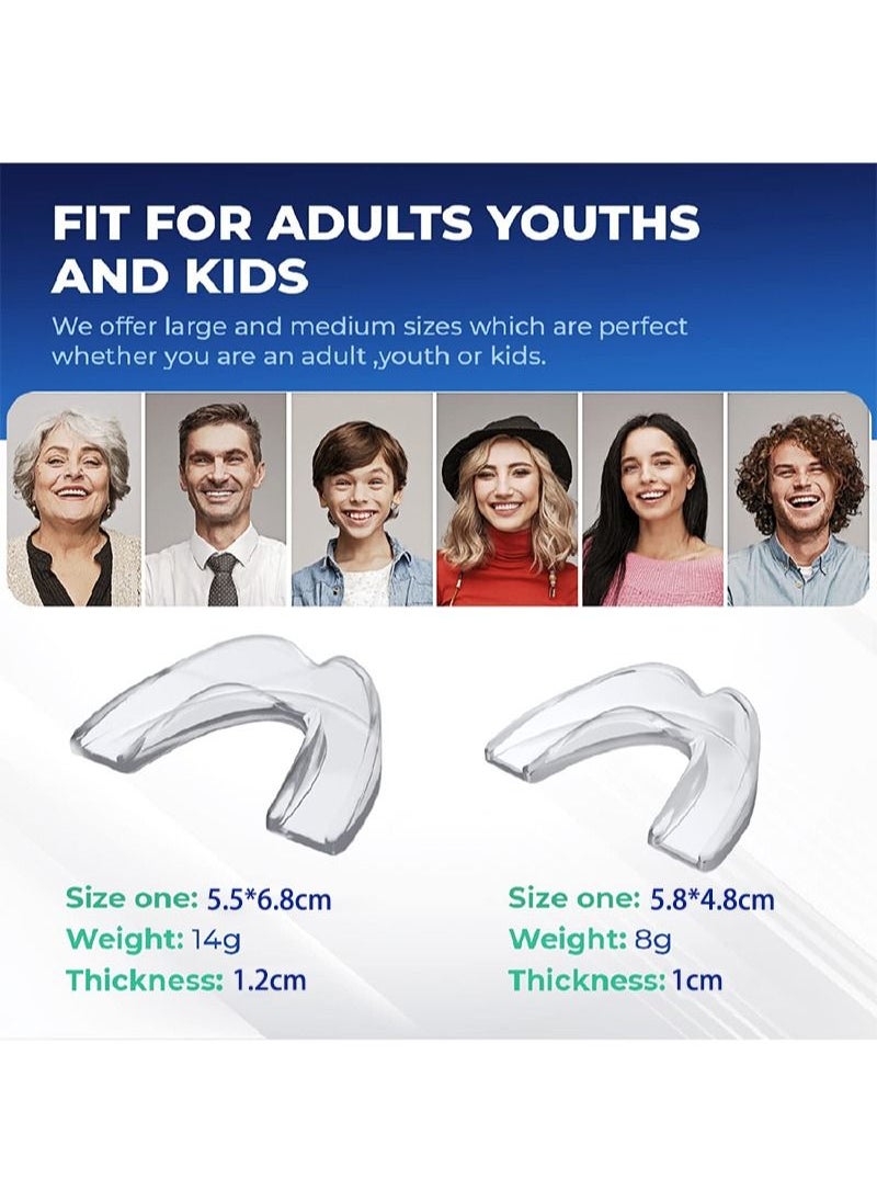 HaLunhi - Mouth Guard for Grinding Teeth and Clenching Anti Grinding Teeth Custom Moldable Dental Guard,Dental Night Guards,Stops Bruxism,Eliminates Teeth Clenching 2 Sizes,Pack of 4 with Travel Hygien - Image 1