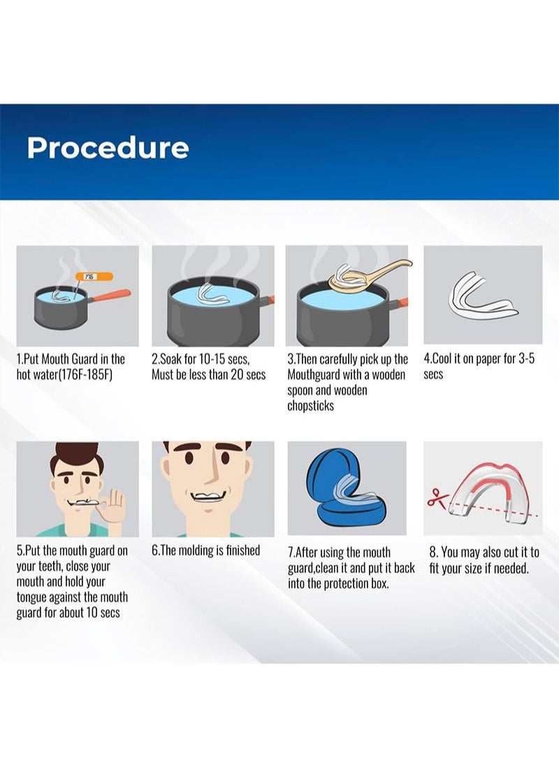 HaLunhi - Mouth Guard for Grinding Teeth and Clenching Anti Grinding Teeth Custom Moldable Dental Guard,Dental Night Guards,Stops Bruxism,Eliminates Teeth Clenching 2 Sizes,Pack of 4 with Travel Hygien - Image 1