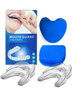Mouth Guard for Grinding Teeth and Clenching Anti Grinding Teeth Custom Moldable Dental Guard,Dental Night Guards,Stops Bruxism,Eliminates Teeth Clenching 2 Sizes,Pack of 4 with Travel Hygien