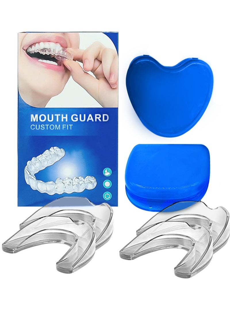 HaLunhi - Mouth Guard for Grinding Teeth and Clenching Anti Grinding Teeth Custom Moldable Dental Guard,Dental Night Guards,Stops Bruxism,Eliminates Teeth Clenching 2 Sizes,Pack of 4 with Travel Hygien - Image 1