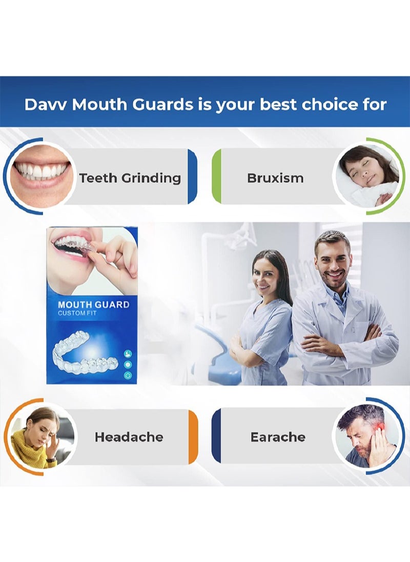 HaLunhi - Mouth Guard for Grinding Teeth and Clenching Anti Grinding Teeth Custom Moldable Dental Guard,Dental Night Guards,Stops Bruxism,Eliminates Teeth Clenching 2 Sizes,Pack of 4 with Travel Hygien - Image 1