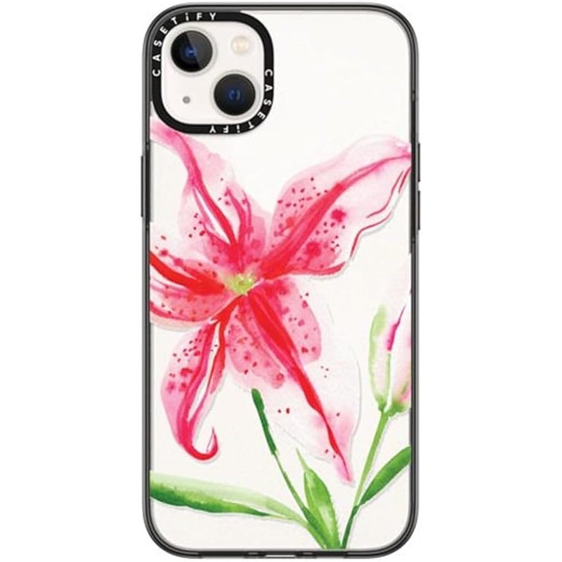 Casetify Compact iPhone 14 Plus Case 【Lightweight / 4 ft. 2X Military Grade Drop Protection/Slim】 - Stargazer Lily - Clear Black