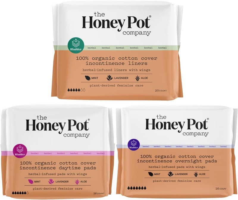 The Honey Pot Company  Herbal Pads  Liners for Women  Incontinence Bundle  Infused wEssential Oils for Cooling Effect  Postpartum Essentials  Feminine Care  FSA  HSA Eligible - Image 1