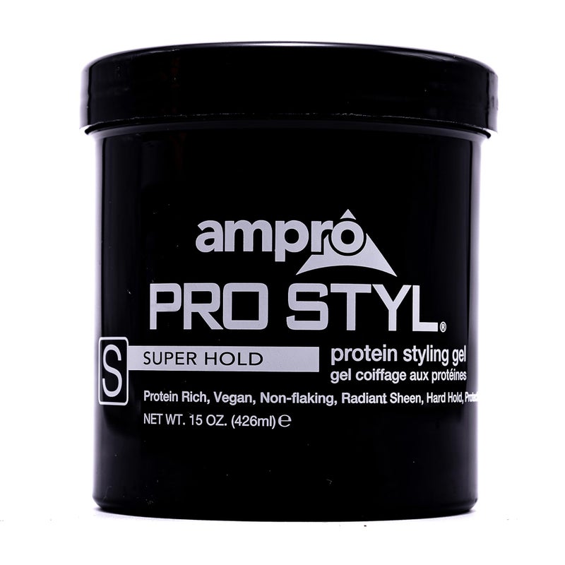 AmPro Pro Styl Protein Styling Gel  Curly Hair Gel for Men and Women  Soy Protein Strengthens Strands  Strong Hold Frizz Control  15 oz