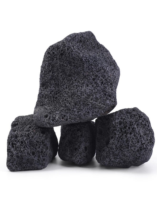 FISCAPE 2.2-6.1 Inches Natural Black Lava Rock, 4 PCS Small Aquarium Rocks for Aquascaping, Terrariums, Reptile Tanks & Aquarium Décor - Image 1