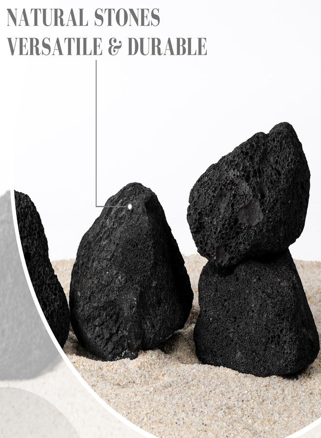 FISCAPE 2.2-6.1 Inches Natural Black Lava Rock, 4 PCS Small Aquarium Rocks for Aquascaping, Terrariums, Reptile Tanks & Aquarium Décor - Image 5