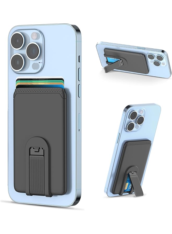 Green Tiger erorex Phone Card Holder, Ultra Slim Phone Wallet Stand Silicone Sticky Business Credit Card ID Holder for Back of Phone Compatible with iPhone Most Smartphones - Black - Image 1