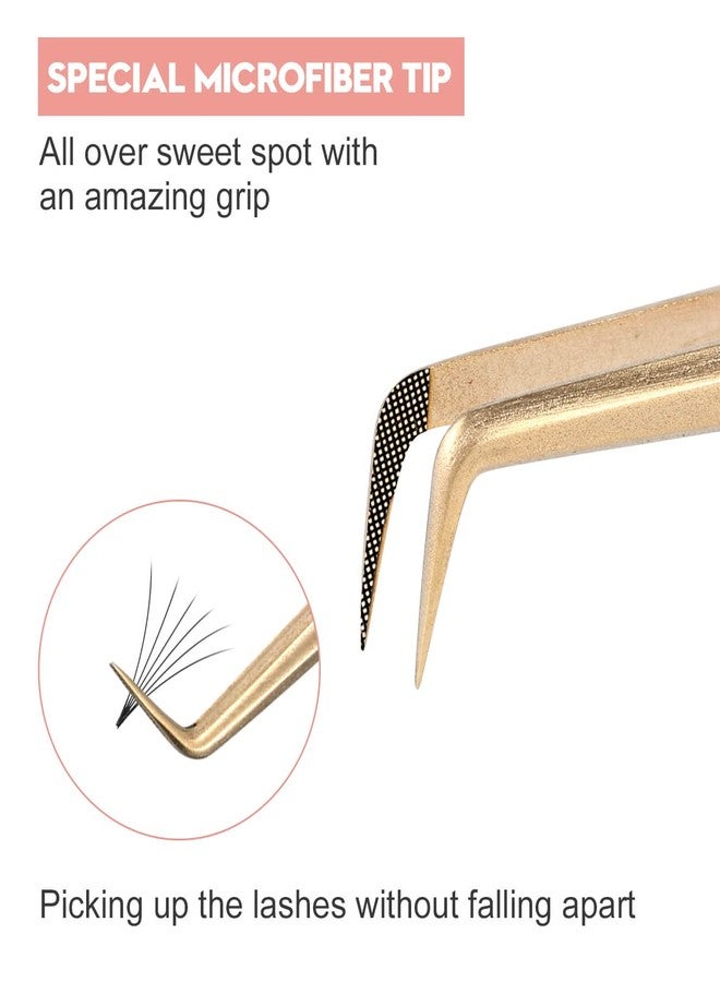 Ms.Queen Eyelash Tweezers Set,Professional 2Pcs Fiber Tip 45 90 Degree Mega Volume Lash Extension Tweezers - Image 2