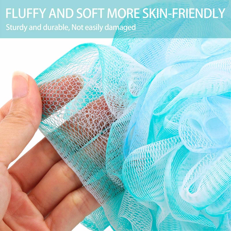 BTYMS 75g/Pc Large Loofahs Shower Sponge, Exfoliating Body Scrubber Shower Scrunchies Mesh Pouf Bath Sponges - Pack of 6 - Image 3