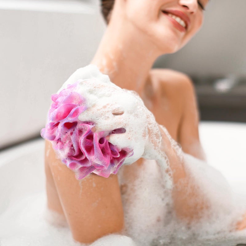BTYMS 75g/Pc Large Loofahs Shower Sponge, Exfoliating Body Scrubber Shower Scrunchies Mesh Pouf Bath Sponges - Pack of 6 - Image 5