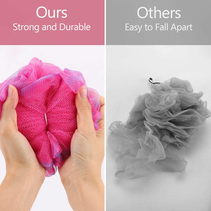 BTYMS 75g/Pc Large Loofahs Shower Sponge, Exfoliating Body Scrubber Shower Scrunchies Mesh Pouf Bath Sponges - Pack of 6 - Image 4
