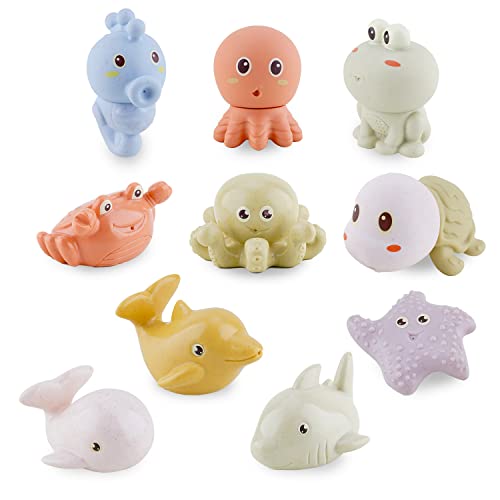 AMCHSURI MoldFree Ocean Animal Bath Toys 10 Pack Sensory Water Play Toys for Babies 618M Toddlers 13Y Safe Bathtub Pool Float Toys Baby Shower Birthday - Image 1