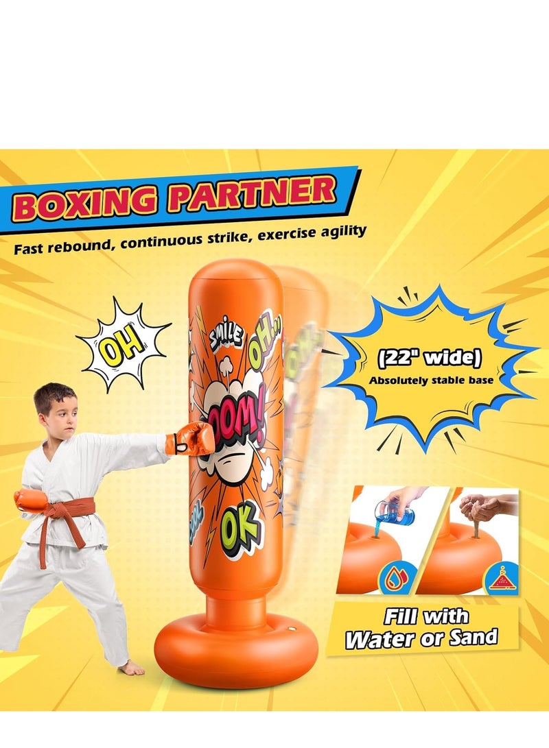 SYOSI Inflatable Punching Bag for Kids Boxing Equipment for and Adults Birthday Gifts Portable Indoor Home Weighted Practice Karate Taekwondo - Image 2