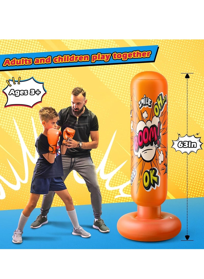 SYOSI Inflatable Punching Bag for Kids Boxing Equipment for and Adults Birthday Gifts Portable Indoor Home Weighted Practice Karate Taekwondo - Image 4