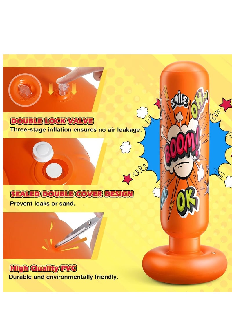 SYOSI Inflatable Punching Bag for Kids Boxing Equipment for and Adults Birthday Gifts Portable Indoor Home Weighted Practice Karate Taekwondo - Image 3