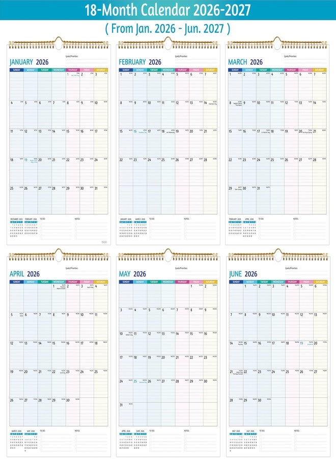 BowCuk Wall Calendar 2026-2027 - Run Now to Jun 2027, Calendar 2026-2027 Wall, 12 x 17 In, 18 Monthly Calendar, 2026 Calendar with Large Blocks, Thick Paper, Holidays, To-do ＆ Notes, Great for Organizing - Image 4