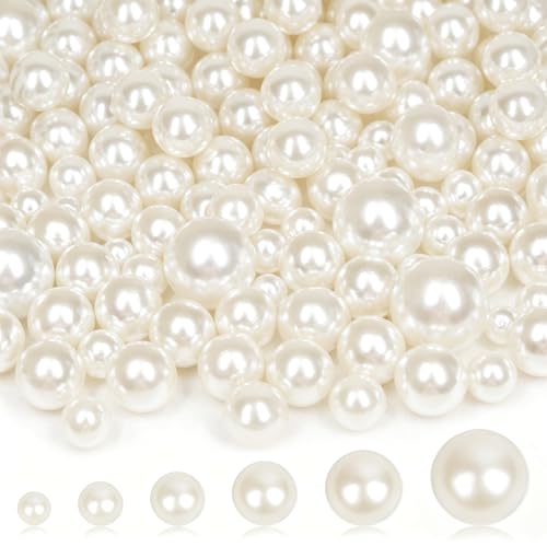 MACIOZE 2000PCS Pearls for Crafting Ivory No Hole Beads for Centerpieces Vases Assorted Sizes Bulk Fake Pearls Beads for Vase Filler Candles Centerpiece DIY Crafts Jewelry Making 468101420mm - Image 1