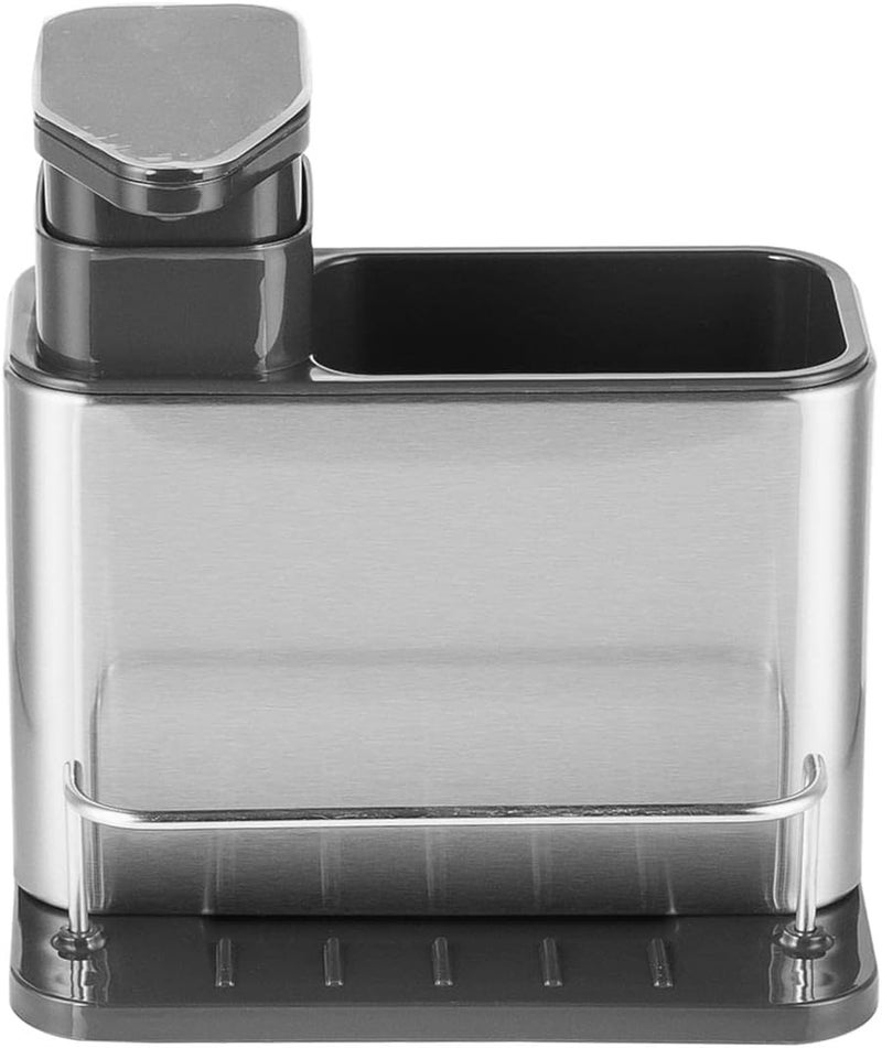 Cpixen Kitchen Sink Organizer with Liquid Soap Dispenser, 340ml Kitchen Soap Dispenser, Non-Slip, Lightweight, Water Drain System, Stylish - Image 1