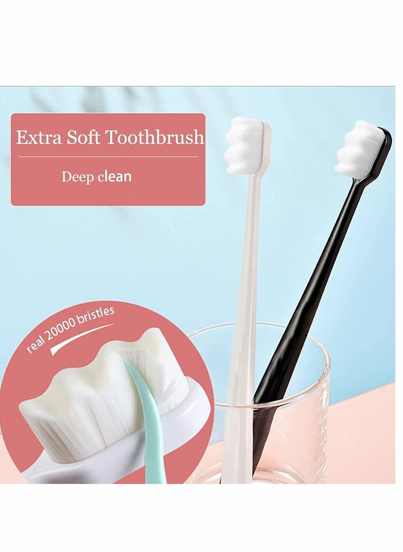 Excefore - Extra Soft Toothbrush for Sensitive Gums with 20000 Soft Floss Bristle for Pregnant Women, Elderly, Adult, Kid, Braces and Gum Recessions (Black, White, Green, Pink) - Image 1
