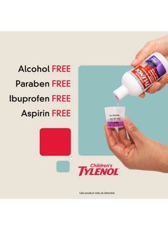 TYLENOL Children's Liquid Oral Suspension Medicine, Acetaminophen Pain Reliever & Fever Reducer for Cold + Flu Symptoms & Sore Throat, Aspirin-, Ibuprofen- & Alcohol- Free, Grape, 4 fl. oz  - Image 3