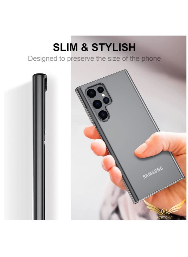 BORTONY Samsung Galaxy S22 Ultra Case Slim Fit Crystal Transparent Anti-Scratch Flexible Soft TPU - Image 3