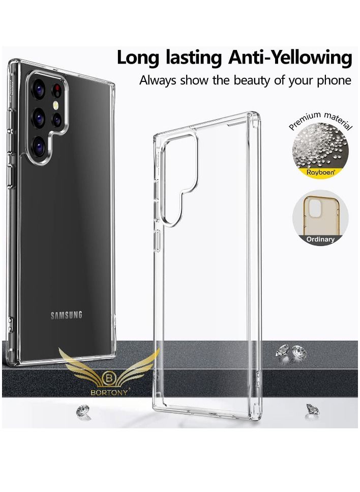 BORTONY Samsung Galaxy S22 Ultra Case Slim Fit Crystal Transparent Anti-Scratch Flexible Soft TPU - Image 4