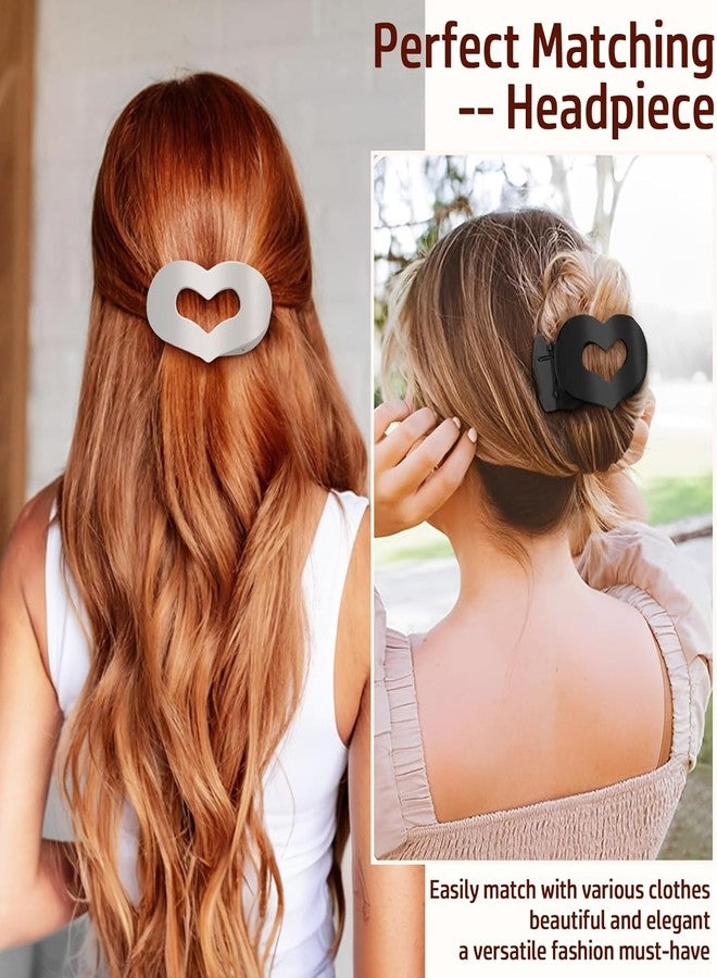 Melodio 4Pcs Heart-Shaped Hair Claw Clips - Non-Slip Jaw Clips for Women, Cute Hair Styling Accessories, Strong Hold Hair Clutcher for Half-Up/Full-Up Hairstyles (4 Colors) - Image 2