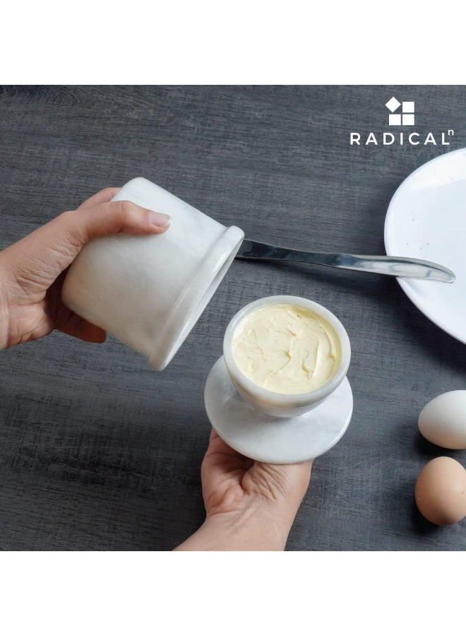 RADICALn Handmade White Marble Butter Keeper 4.25 Inch with Butter Knife French Butter Dish with Lid Water Butter Crock Countertop Butter Container Home Gift - Image 5